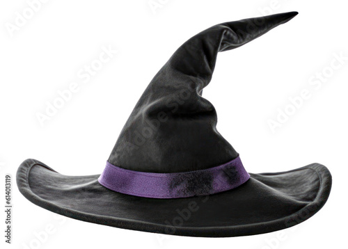 Black halloween witch hat isolated. Generative AI.