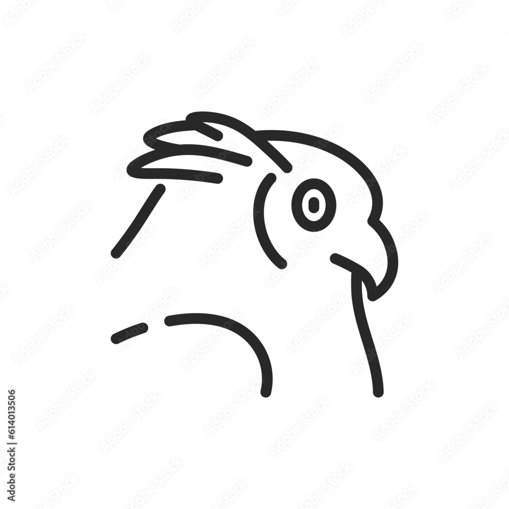 Owl Icon. Vector Outline Editable Sign of Majestic Night Bird. Wildlife
