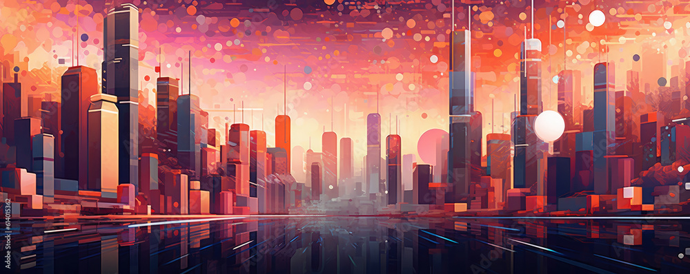 Minimalistic representation of futuristic cityscape inspired by technology and innovation