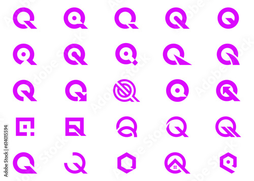 Initials letter Q abstract set logo design vector