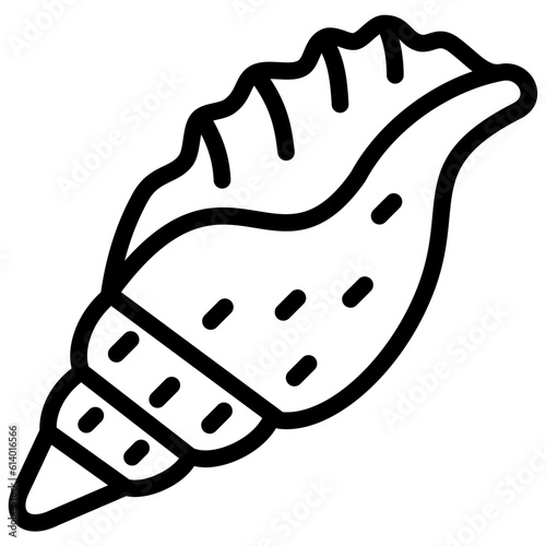 whelk shell icon illustration design with outline
