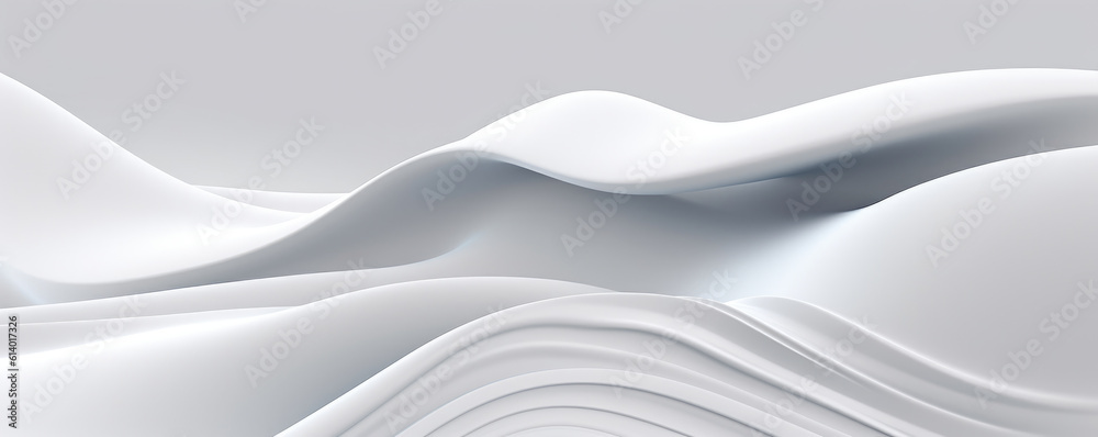 Obraz premium A minimalist panorama featuring white abstract lines and curves, capturing the elegance and fluidity of technological design