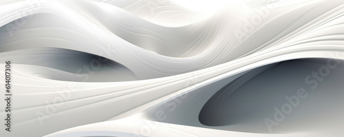 A minimalist panorama featuring white abstract lines and curves, capturing the elegance and fluidity of technological design photo