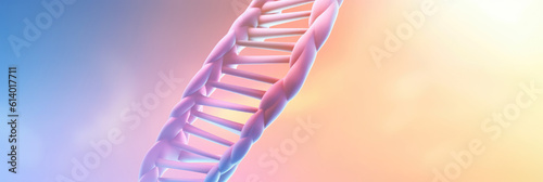 minimalist panorama of a DNhelix structure in pastel hues, gracefully floating in a serene environment, representing genetics