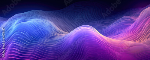 Tela Abstract panorama of a digital wave pattern depicted in bright, neon periwinkle
