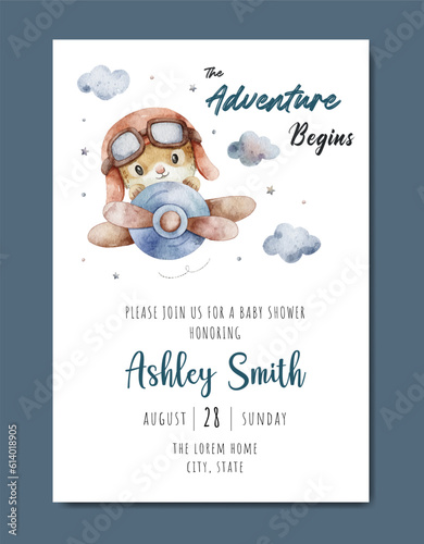 baby shower watercolor invitation card