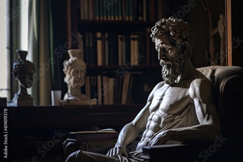 Marcus Aurelius in Deep Thought: A Moment of Stoic Reflection photo