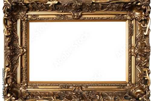 With a clipping path, a wooden frame is isolated on a white background. Draft for a design. Generative AI © Lasvu