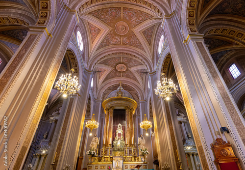 Mexico, Morelia, popular tourist destination Morelia Cathedral on Plaza de Armas in historic center.