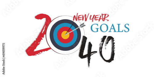 2040 New Year business goals. Cover of business diary for wishes.Vector illustration modern layout template
