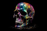 Abstract colorful splash skull, Generative ai
