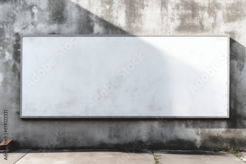 Generative AI White wrinkled poster template in city. Glued paper mockup. Blank wheatpaste on textured wall. Empty street art sticker mock up. Clear urban glued advertising canvas. Billboard advertism