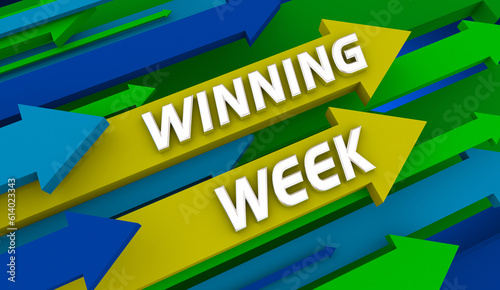 Winning Week Arrows Rise Increase Win Leader Top Great Results 3d Illustration
