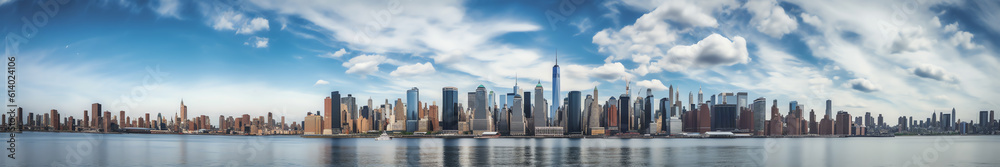 Generative AI New York, USA - March 14 2021: New York City panorama with Manhattan skyline over East River