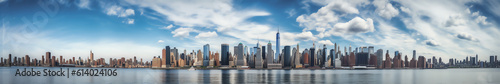 Generative AI New York, USA - March 14 2021: New York City panorama with Manhattan skyline over East River © Generative AI