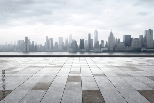 Generative AI cityscape and skyline of chongqing in cloud sky on view from empty floor