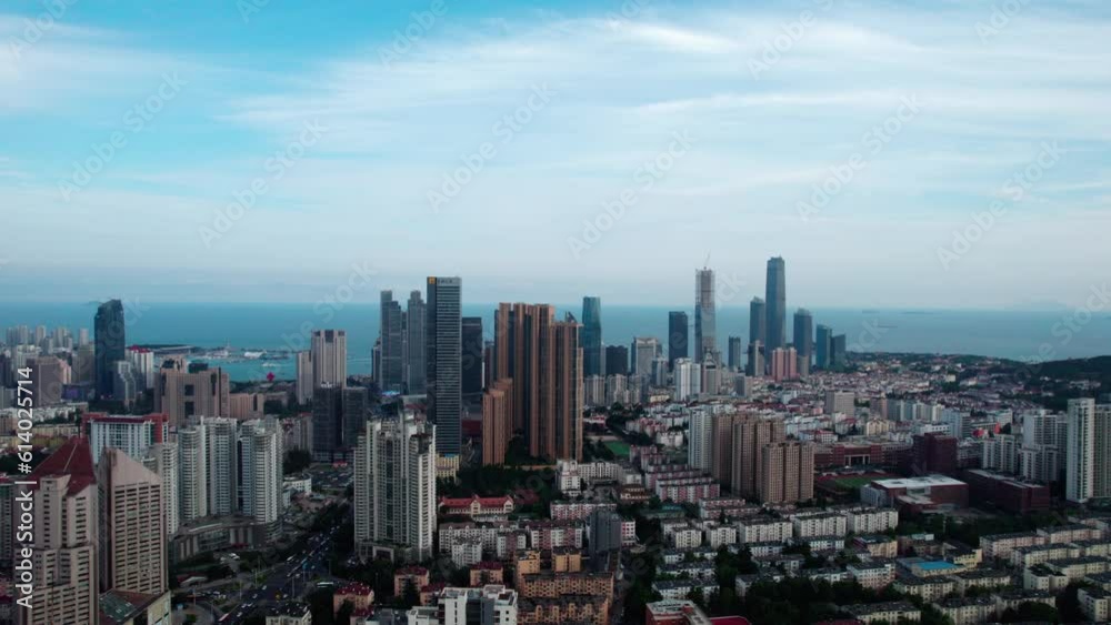 4k aerial photography of Qingdao city buildings skyline 4k aerial photography of Qingdao city buildings skyline
