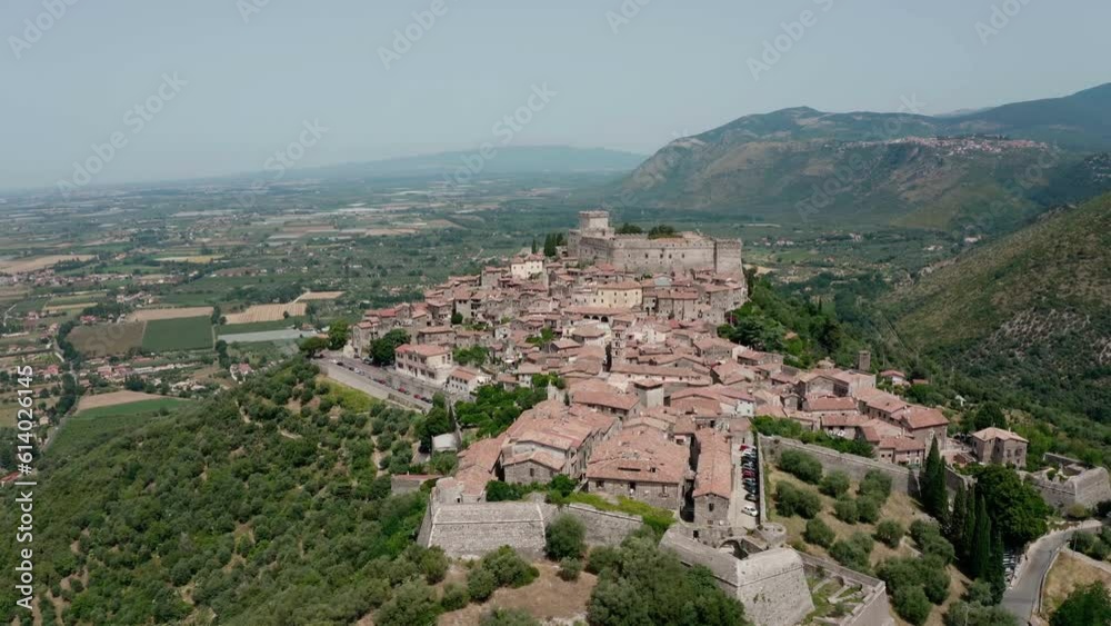 aerial view of the town of sermoneta lazio aerial view of the town of sermoneta lazio