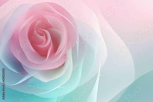 Pink rose on colorful minimalist abstract background with, copy space