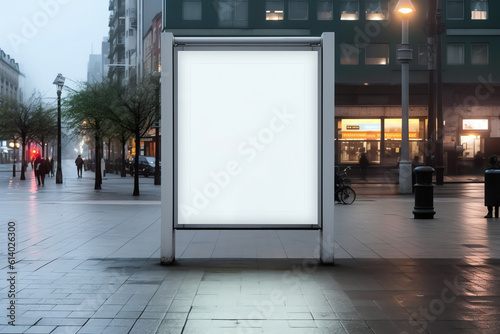 Generative AI istanbul bus stop billboard blank frame for ads