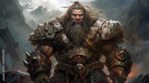 A dwarven fighter who wields a massive warhammer infused with ancient runes.