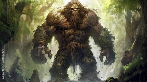 A towering goliath druid who can transform into a massive tree.
