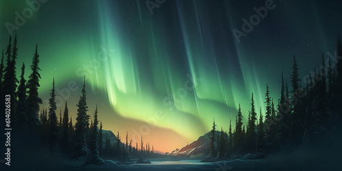 Aurora borealis in the night sky - Generative AI © Digitalex.AI
