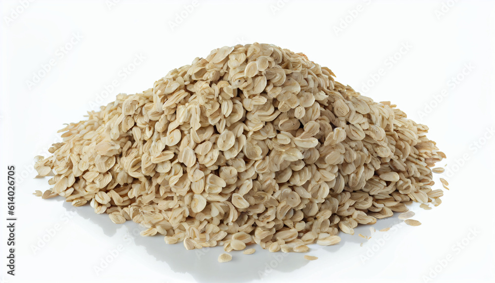 Pile of steel cut oats a nutritious and wholesome isolated on white background Ai generated image Pile of steel cut oats a nutritious and wholesome isolated on white background Ai generated image