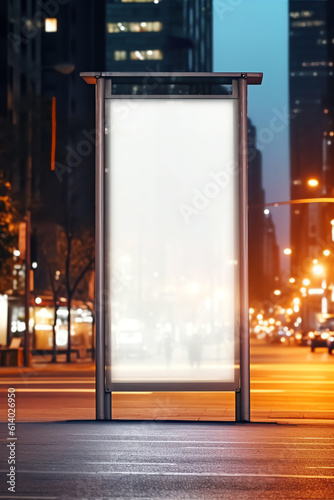 Generative AI Blank sign at bus stop for your advertisement or graphic design.