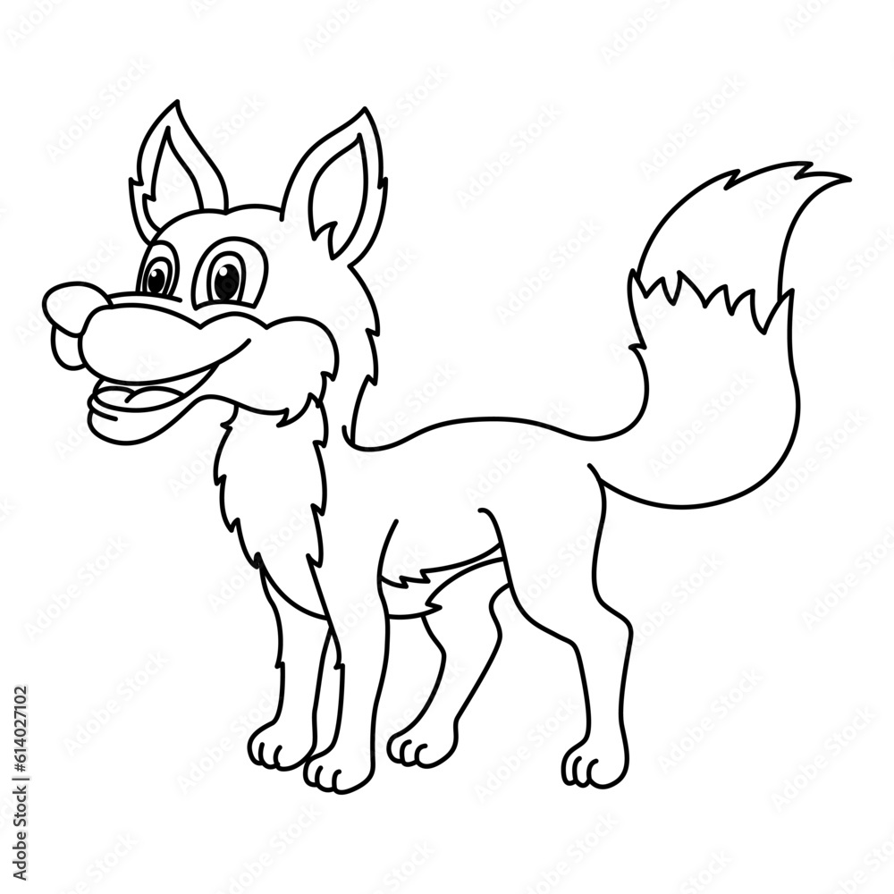 Funny wolf cartoon characters vector illustration. For kids coloring book. Funny wolf cartoon characters vector illustration. For kids coloring book.