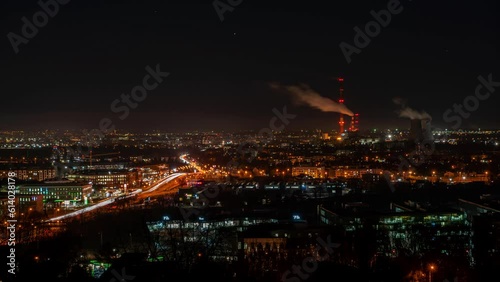 Wallpaper Mural Vibrant timelapse of Krakow's skyline illuminated on a clear autumn night, showcasing the beautiful cityscape and architecture of Poland's historic city with bright city lights. Torontodigital.ca