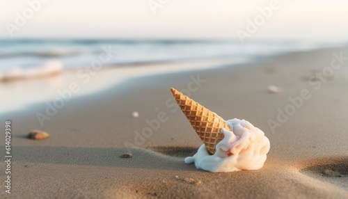 Ice Cream Cone on the Summer Beach