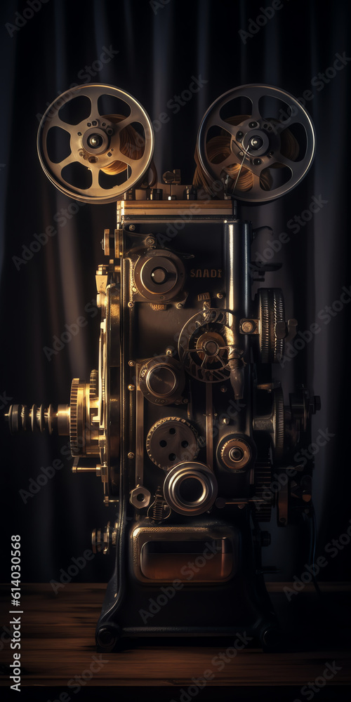 Fototapeta premium Generative AI Old style movie projector, still-life, close-up.