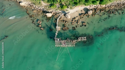 aerial view of the trabocco in the marine coast of vast abruzzo photo