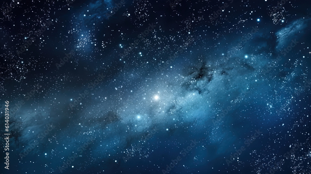 Obraz premium Panorama dark blue night sky. Milky way and stars on dark background