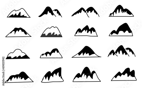 mountain hills icons set vector illustration 