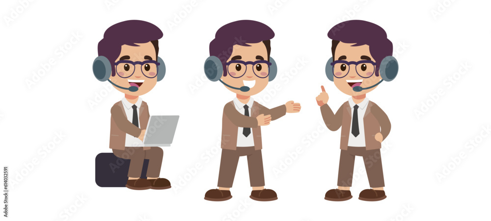 Fototapeta premium Call center and customer service character