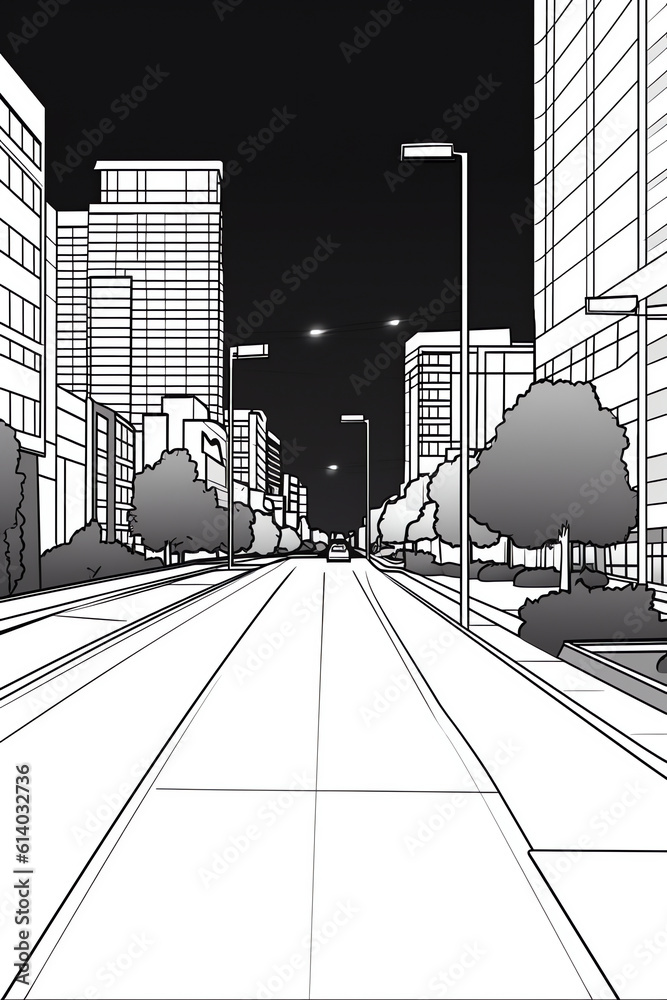Generative AI Vector illustration of city crossroad with traffic lights, road markings, sidewalk for pedestrians, without any cars and people. Cityscape, empty street, highway, urban concept in flat s Generative AI Vector illustration of city crossroad with traffic lights, road markings, sidewalk for pedestrians, without any cars and people. Cityscape, empty street, highway, urban concept in flat s