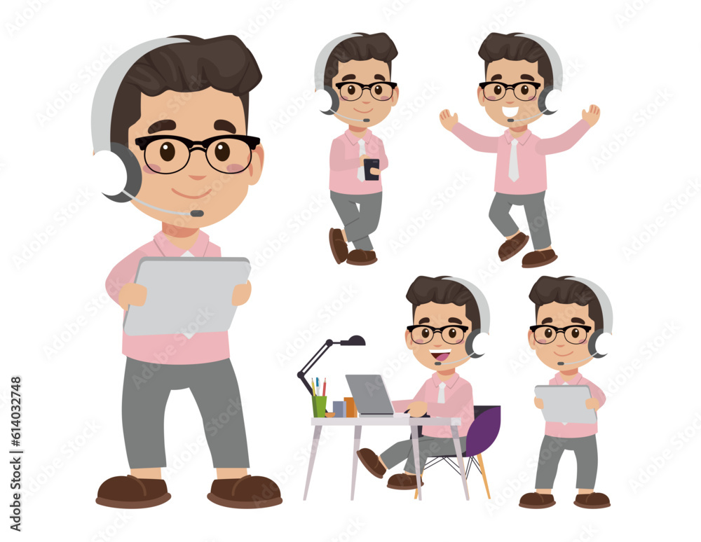 Call center and customer service character Call center and customer service character