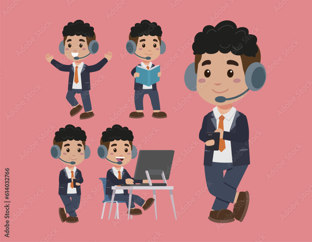 Call center and customer service character Call center and customer service character