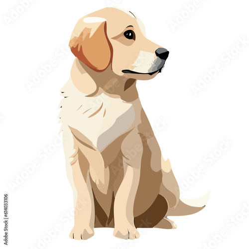 Golden Retriever Puppy Sitting Full Body   AI Generative