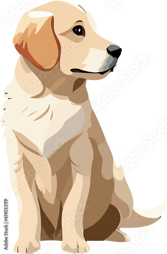 Golden Retriever Puppy Sitting Full Body | AI Generative