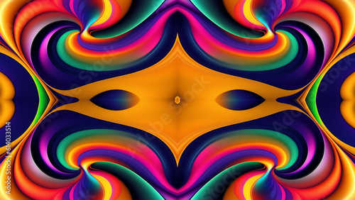 abstract fractal background with red and yellow flowers