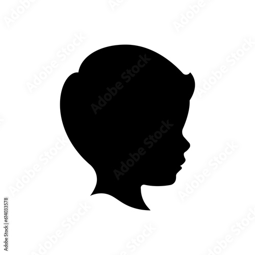 Kid head silhouette vector isolated on white background.