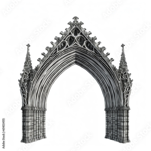 Generative AI Neo-Gothic entrance portal with late Gothic tympanum, Ritterkapelle, Hassfurt, Lower Franconia, Bavaria, Germany photo