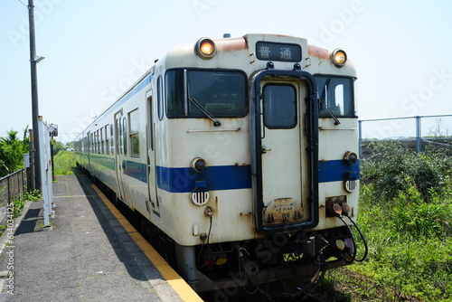 Ibusuki Makurazaki Line Train at JR Nishi Oyama Station, the Southernmost JR Station, in Kagoshima, Japan - 日本 鹿児島 JR 指宿枕崎線 西大山駅 キハ47