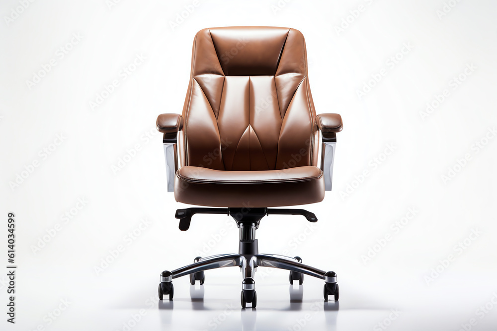 Generative AI Front view of Genuine Leather office chair for Executive Officer, isolated on white background with clipping path. Generative AI Front view of Genuine Leather office chair for Executive Officer, isolated on white background with clipping path.