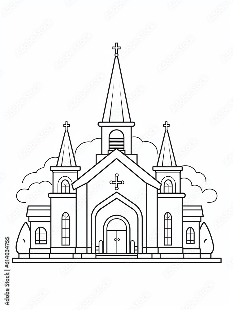 Generative AI Wooden church with cross on roof over empty background