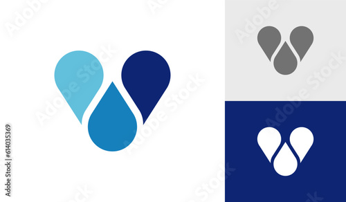 Abstract letter V with water drop logo design