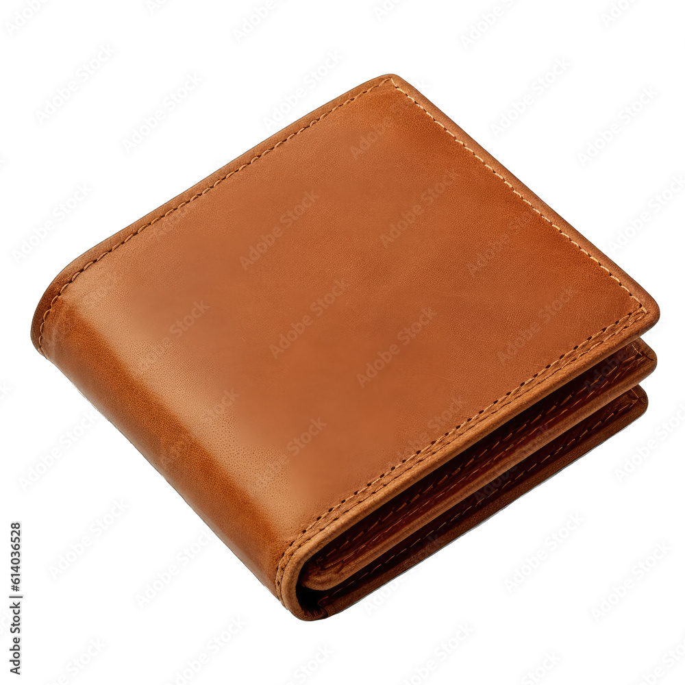 Closeup wallet on transparent background. Genuine leather wallet. Classic wallet. Generative AI Closeup wallet on transparent background. Genuine leather wallet. Classic wallet. Generative AI